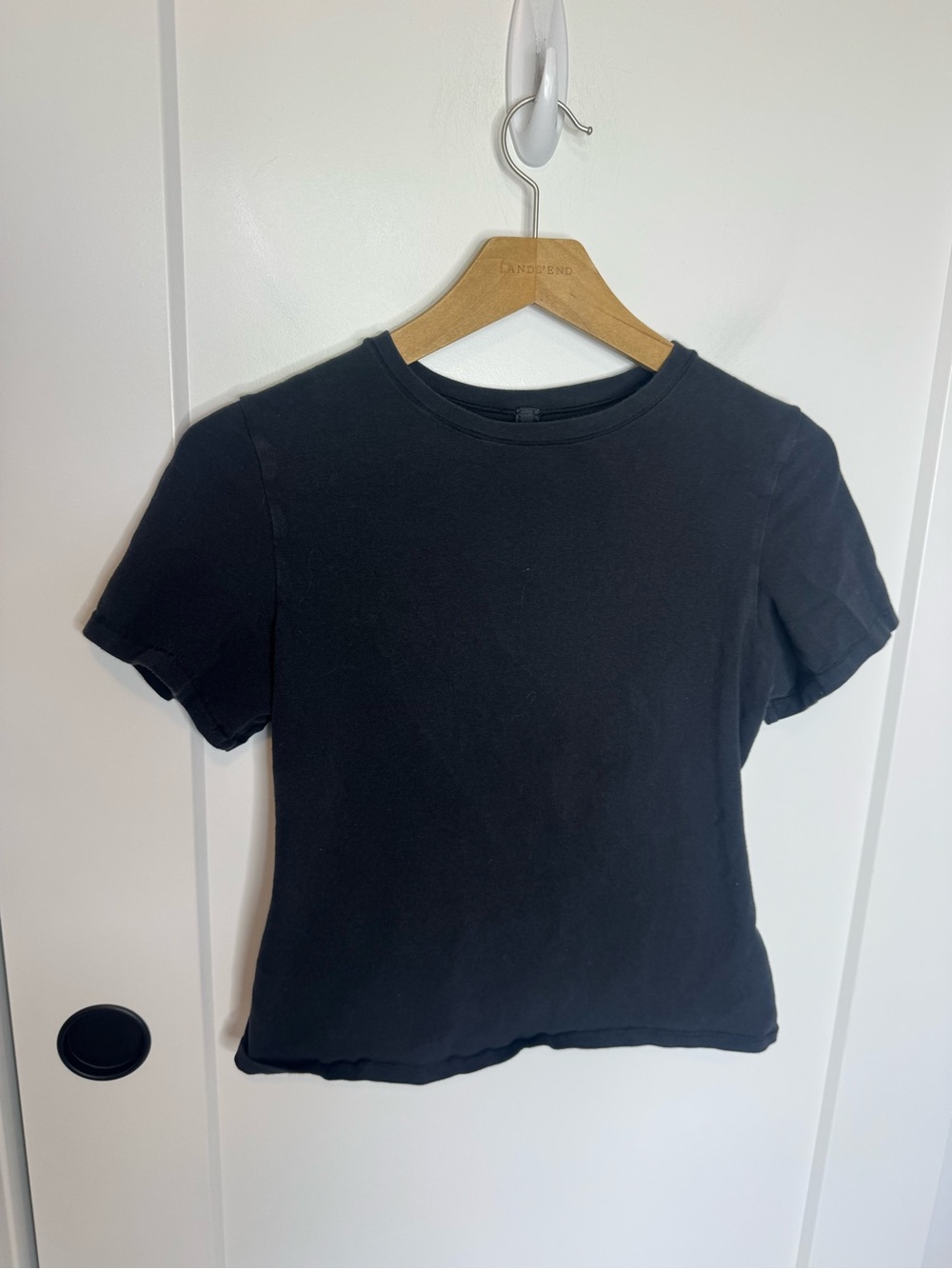 SKIMS Cotton Crewneck Short Sleeve Fitted Tshirt Black Size Large - Picture 2 of 4